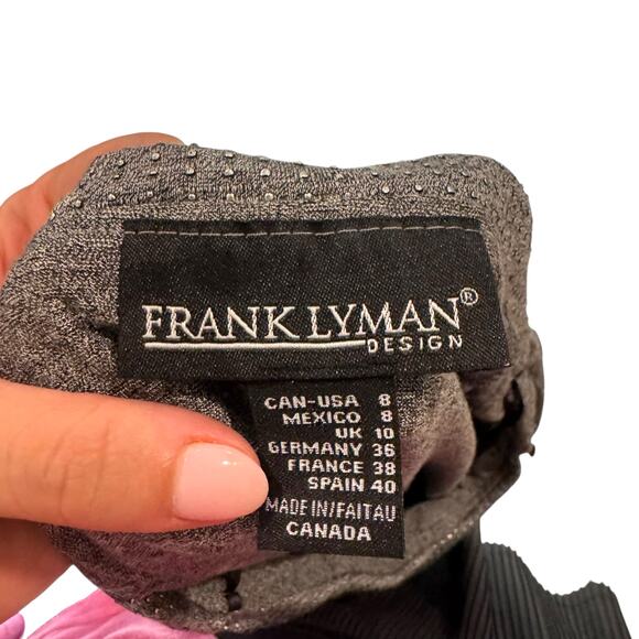 Frank Lyman NWT Dark Gray Silver Metallic Off the Shoulder Ruched Jewel Top - Picture 11 of 12